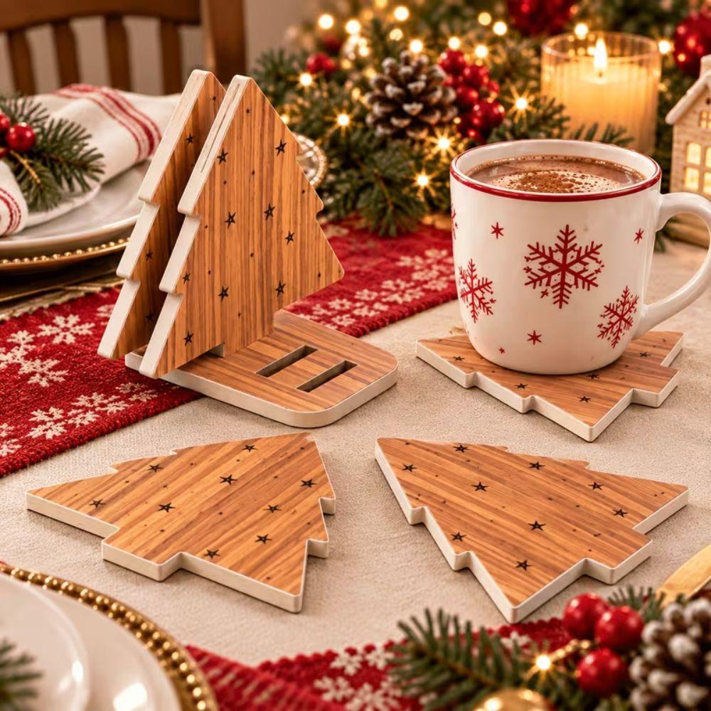 4pcs Non-Slip Coffee Tea Milk Cup Mat Natural Heat Insulated Pad Party Gifts