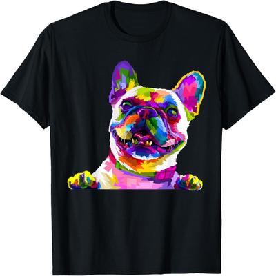 Frenchie Französische Bulldogge Pop Art Porträt Bouledogue T-Shirt