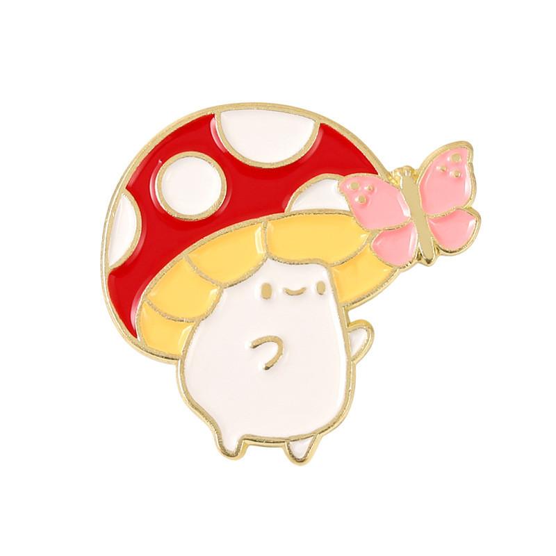 Adorable Mushroom Brooch Cute Metal Badge Fashion Accessory For Clothing And Bags