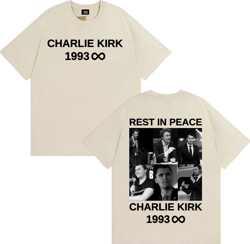 Riposa in Pace Charlie Kirk Magliette Grafiche Uomo Donna Moda Casual 100% Cotone Maglietta Harajuku Classica a Maniche Corte