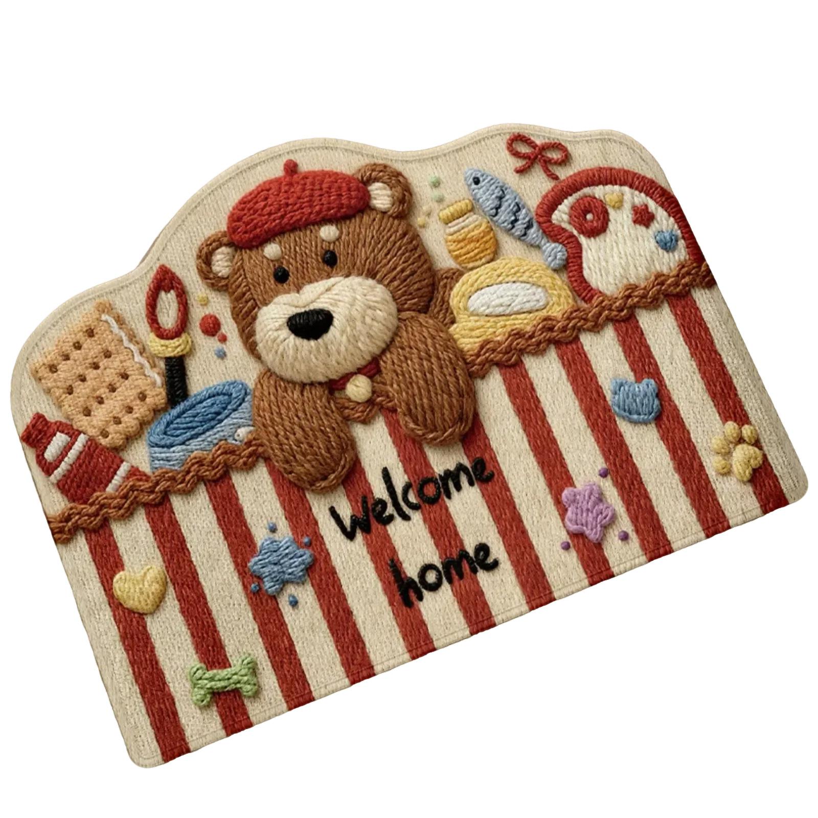 

40x60cm Cartoon Bathroom Mat, Faux Wool Woven, Absorbent, Non-, Suitable For Bathrooms, Bedrooms, And Doorways. One Size