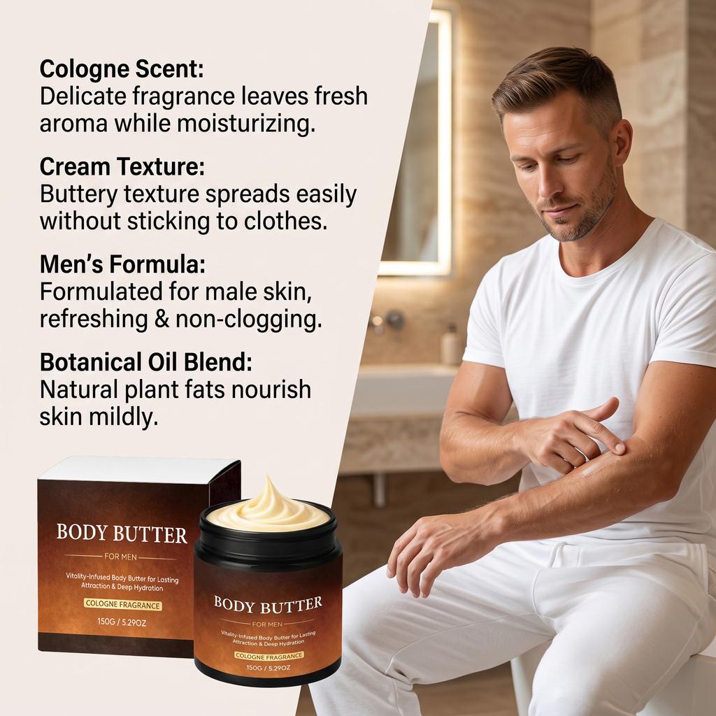 Crema Fluida Idratante per il Corpo da Uomo, Delicata, per la Cura Quotidiana della Pelle, Idratante, Leggera, Non Grassa, per Uomini