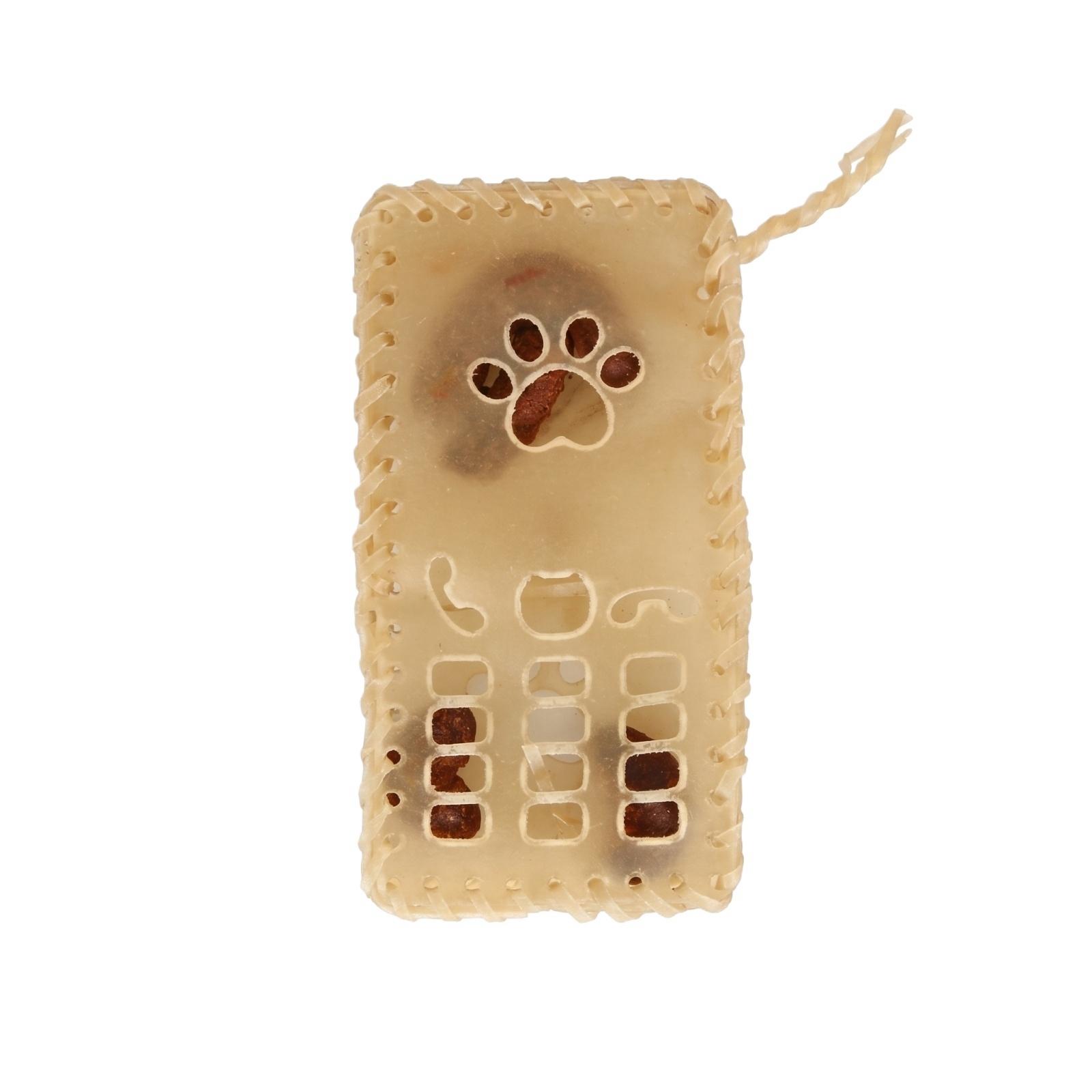 

Handcrafted Dog Treat Pinata Shaped as Mobile Phone Natural Cowhide Interactive Chew Toy with Food Dispensing Design for Pets One Size