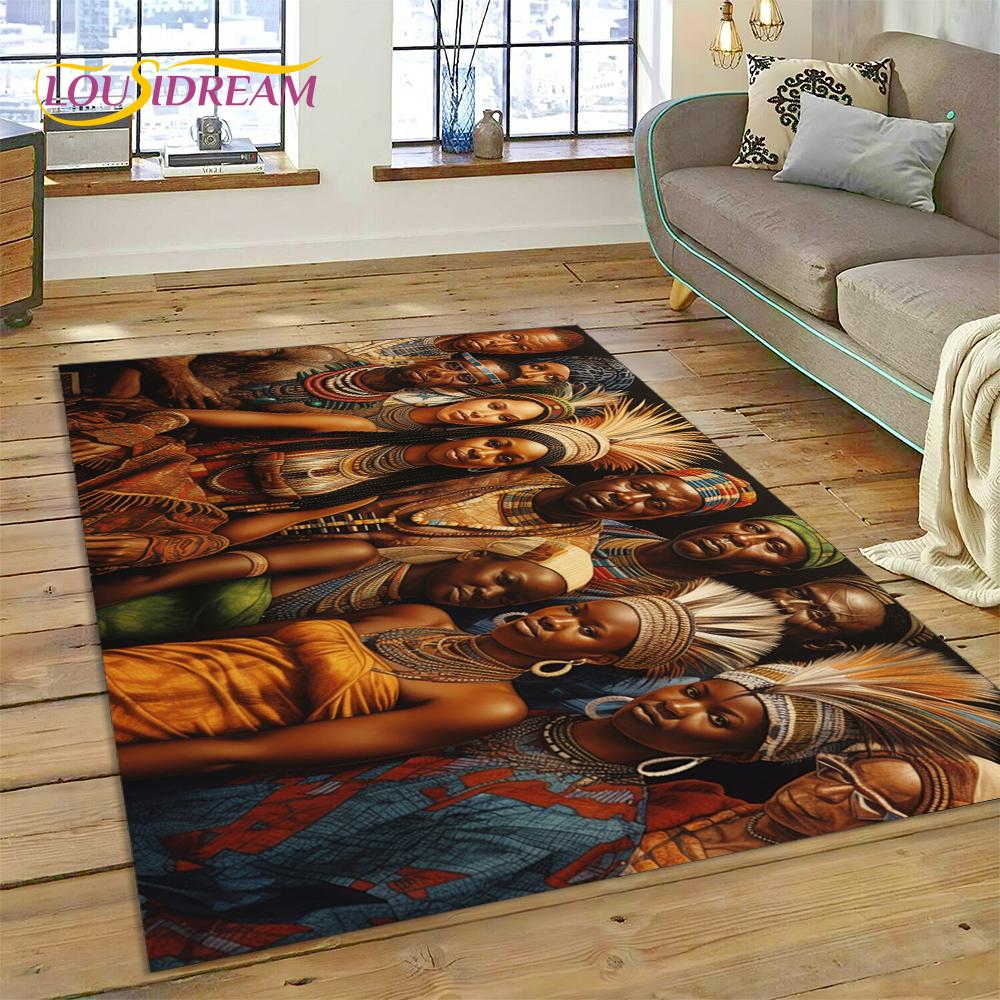 Cartoon Africa Ethiopian Custom Painting Art Carpet Rug for Bedroom Living Room Home Sofa Decoration,kids Large Decor Floor Mat