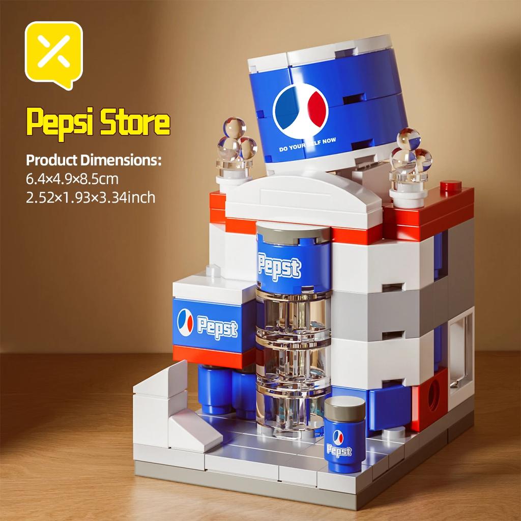 DIY Street Store Building Blocks Model Children Educational Toys Fast Food Restaurant Coffee Shop Puzzle Assembled Birthday Gift
