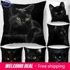 Black Cat Printed Square Pillowcase Home Furnishing Car Sofa Cushion Cover