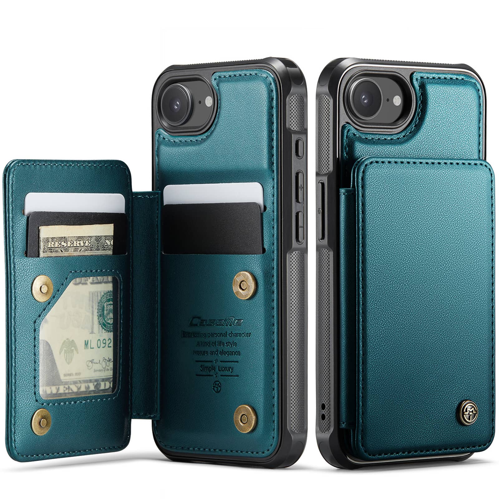 For iPhone 17e/16e Case with Card Holder Wallet Case with RFID Blocking, Durable Leather Kickstand Magnetic Clasp Shockproof For iPhone 16e зелёный