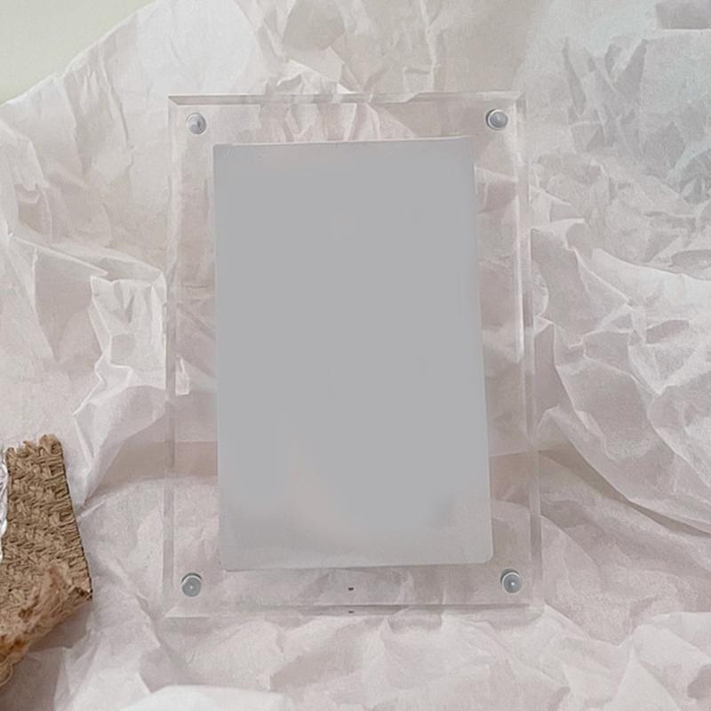 Modern Magnetic Acrylic Photo Frame,Gradient Clear Picture Stand for Desktop Decor & Fridge,Minimalist Polaroid Card Holder,Creative Gift