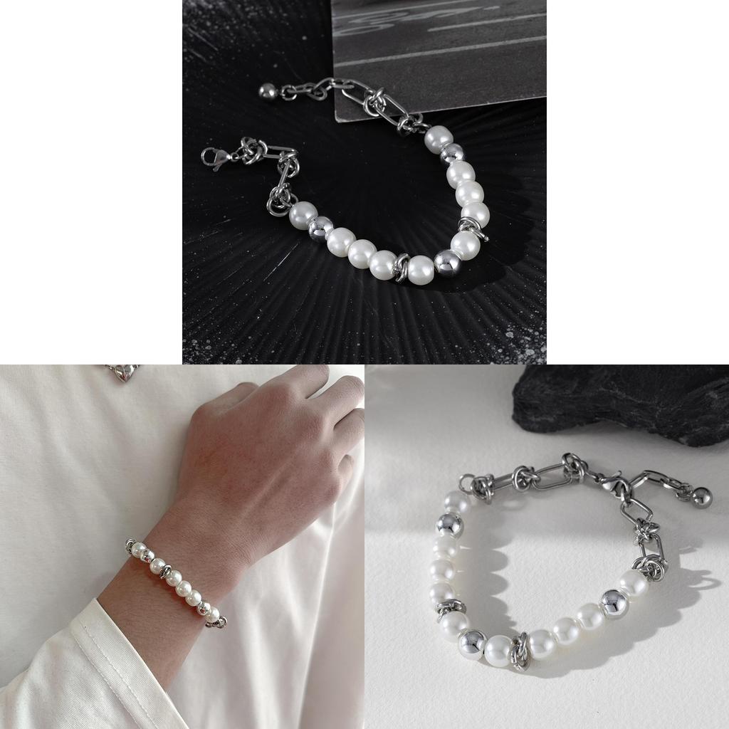 Minimalist Stainless Steel Pearlstyle Bracelet For Women And Men Gift Ideas