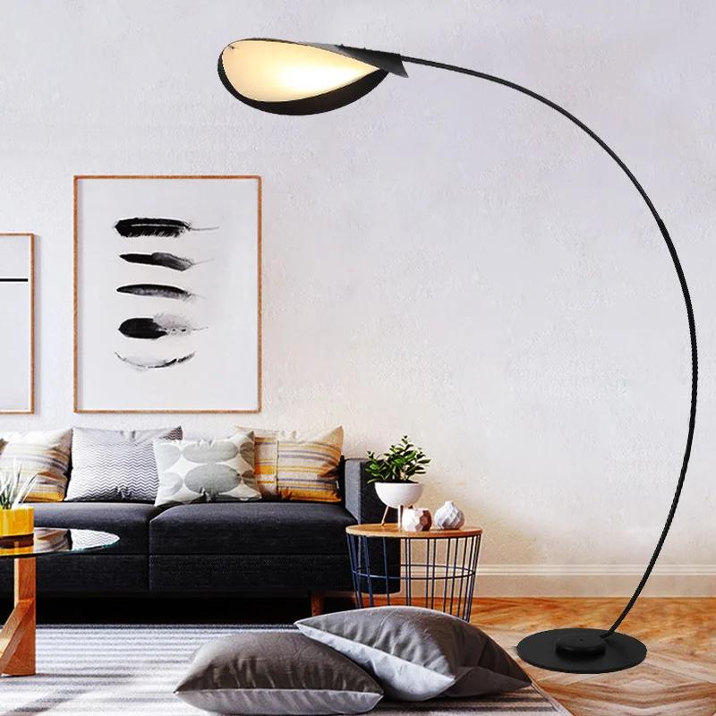 Nordic designer LED floor lamp creative black parabolic fishing light living room study home decoration bedroom reading light