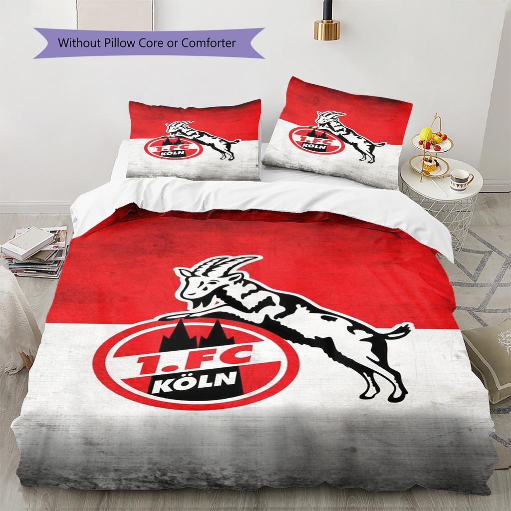 1. FC Köln Pattern Bedding Set Quilt Cover Pillowcase Home Decor Gift (1 * Duvet Cover + 2 * Pillowcase, Without Core)