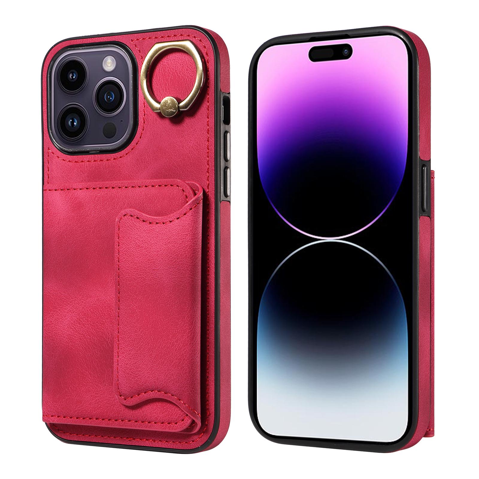 

Чехол-держатель для карт с кольцом и слотами для телефона для iPhone 14 серии. Для iPhone 14, iPhone 14 Plus, iPhone 14 Pro, iPhone 14 Pro Max iPhone 14 красный