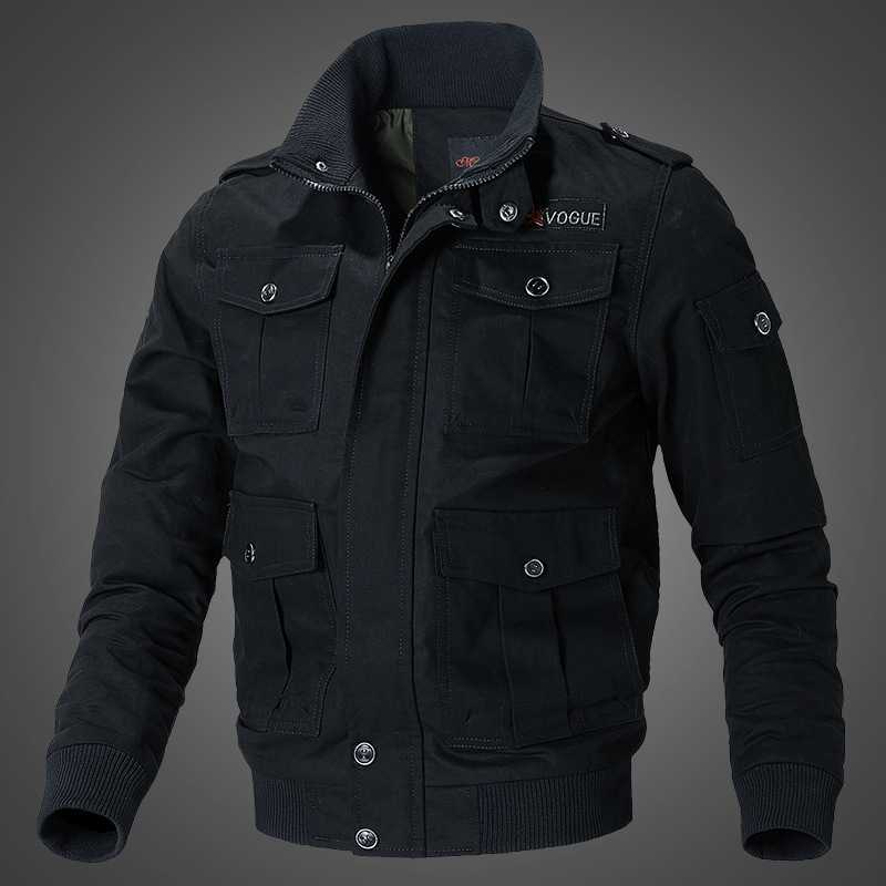 Herbst- und Winter Militärjacke Herren Reine Baumwolle Stehkragen Dünne Werkzeugjacke Lockerer Mantel