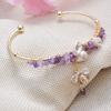 New Style Sweet Honeybee Purple Crystal & Natural Freshwater Pearl 14K Gold Filled Ladies Bangle Promotion  For Women