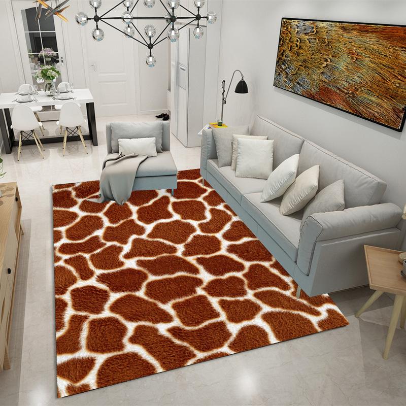Imitation Fur Pattern Carpet 3D Printing Animals Bedroom Full of Tea Table Blanket Simple Bedside Carpet Customized Floor Mat