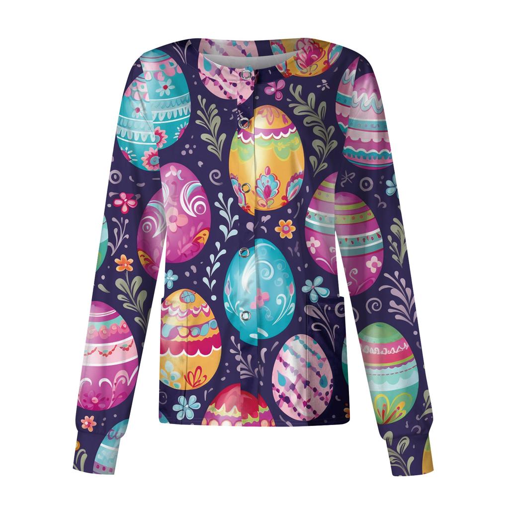 Women's Casual Long Sleeve Single Breasted Printed Dry- Top