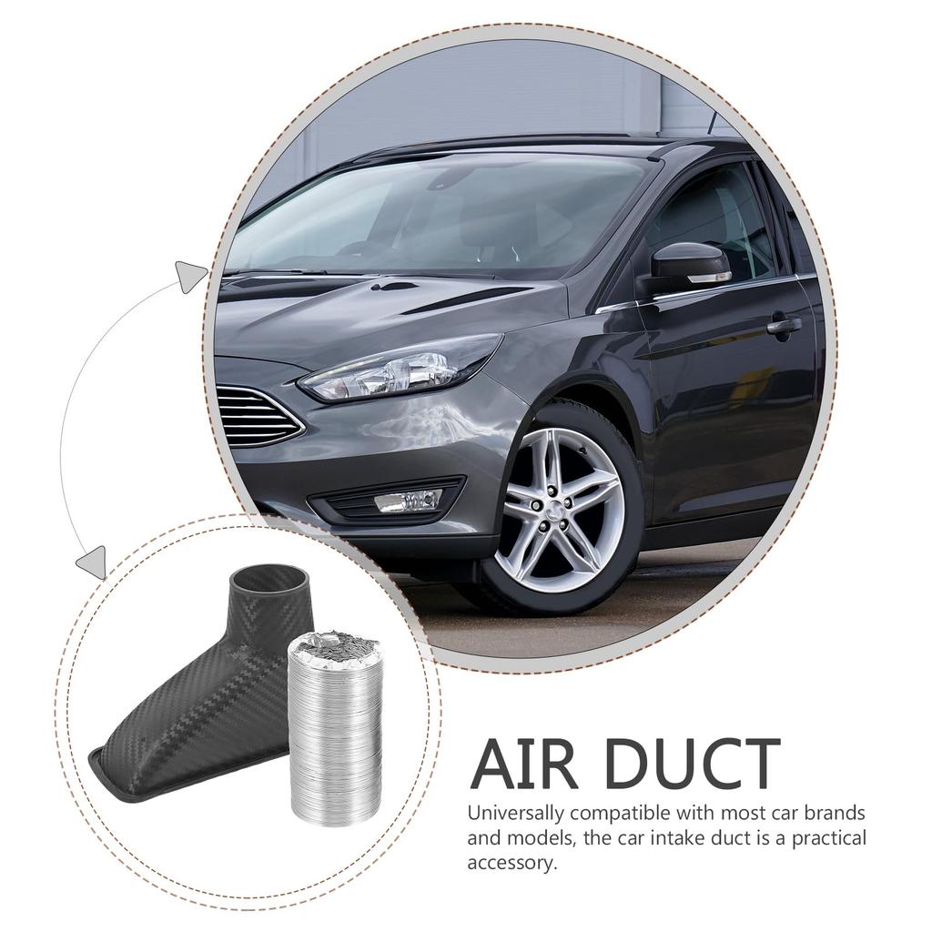 ledmomo 2-Piece Carbon Fiber Air Intake Duct Hose for Cars, Universal Dry Carbon Fiber Air Intake Duct, Expandable Hose, Car Supplies, DIY