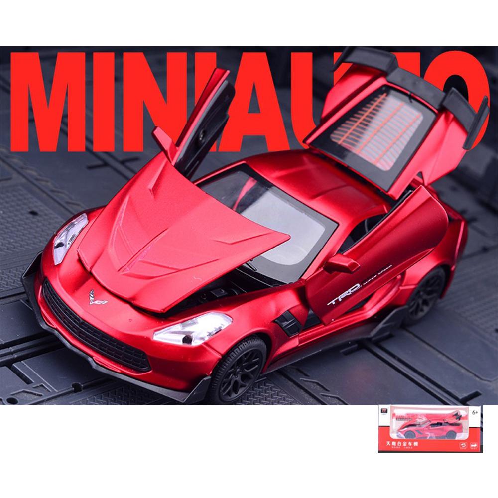 

1/32 масштаб Corvette ZR1, модель автомобиля из сплава, автомобиль со звуком и освещением, имитация реверса, игрушечный автомобиль, подарок на день рождения 1/32-Size:15*7*4cm красный