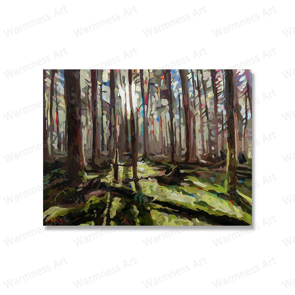 

Пейзаж зеленый лес дерево холст картина солнечный свет плакаты и принты настенные панно для гостиной украшение дома без рамки 21x30cm No Framed красный