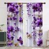 2 Pcs Butterfly Orchid Print Curtains,suitable for Bedroom,living Room Kitchen Decoration,home Decoration,window Decoration