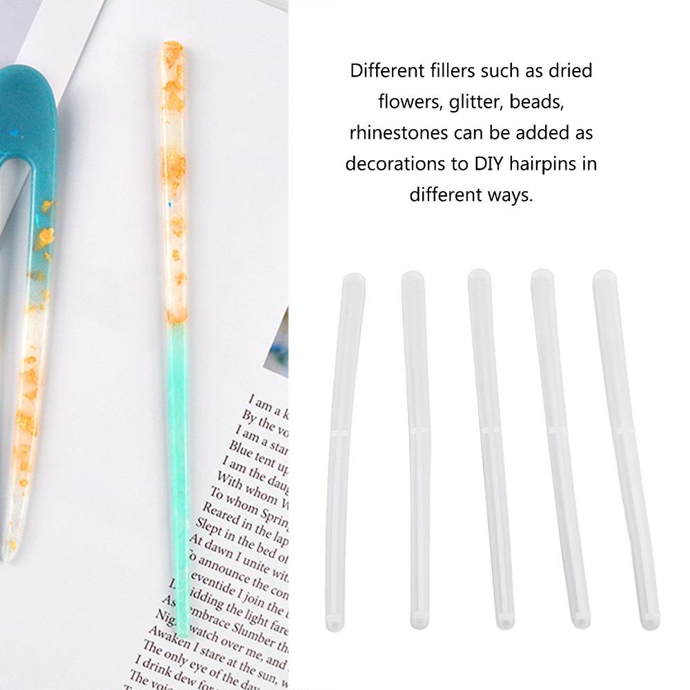 5pcs Silicone Silicone Mould Exquisite White Resin Moulds Elastic Demoulding Easy Release Hairpin Mold Hair Accessories Making