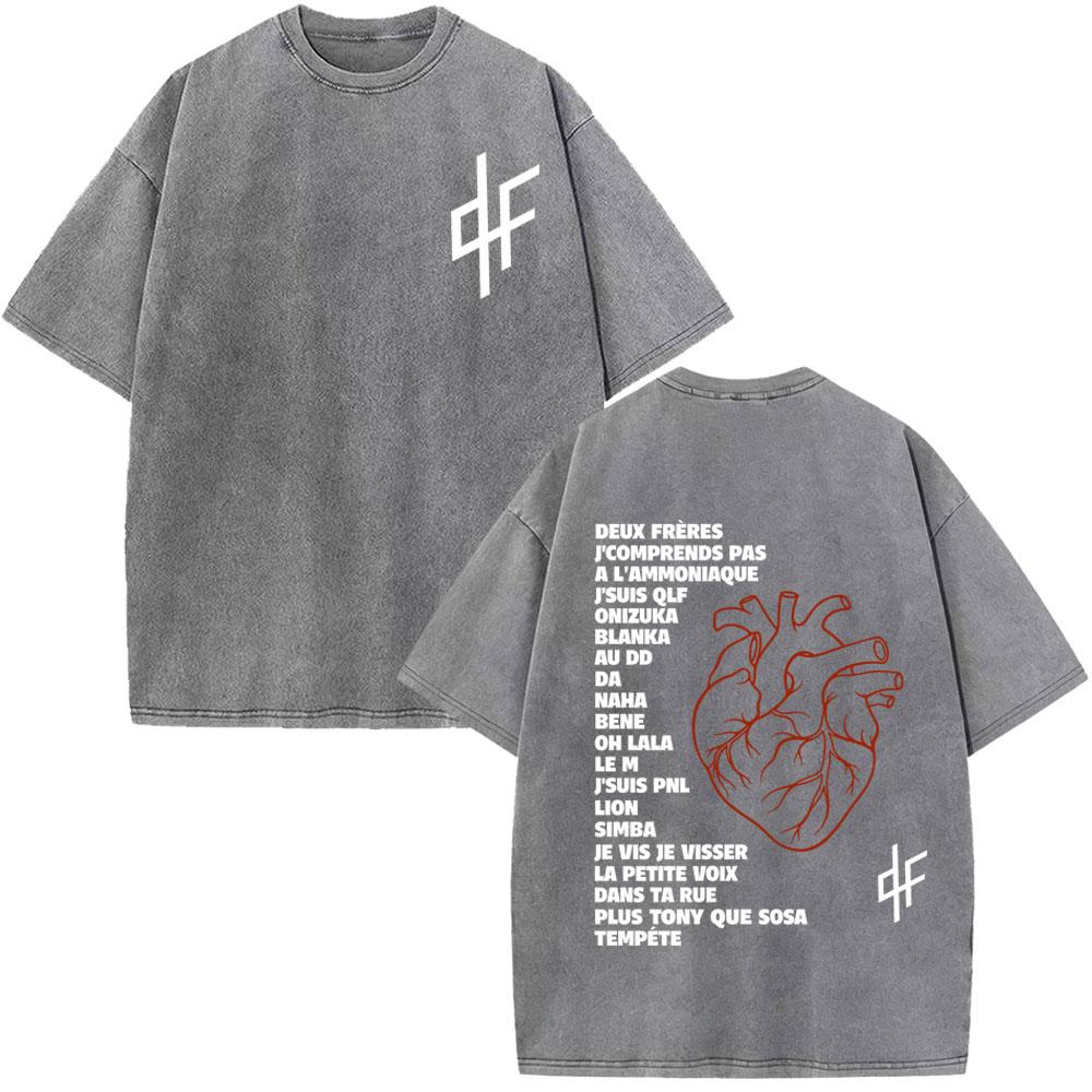 French Rapper Pnl Album Merch Graphic Tshirt Le Monde Chico Tshirt Unisex Unisex Fashion Hip Hop Oversized Vintage Washed Tshirts