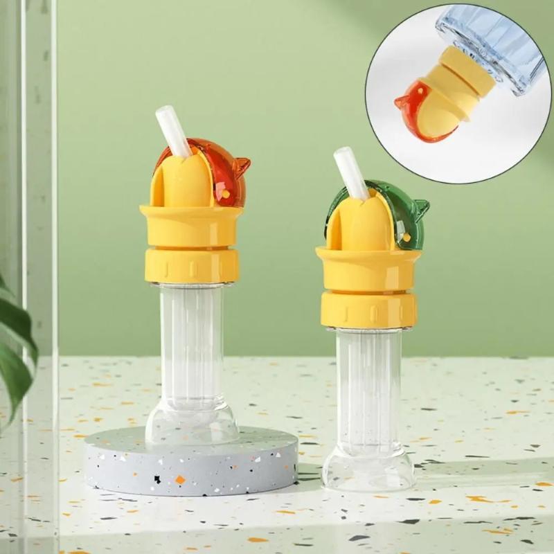 With Straw Lid Beverage Water Bottle Cap Spill-Proof With Storage Box Water Bottle Lid Dustproof Anti Choking Drinking Tube