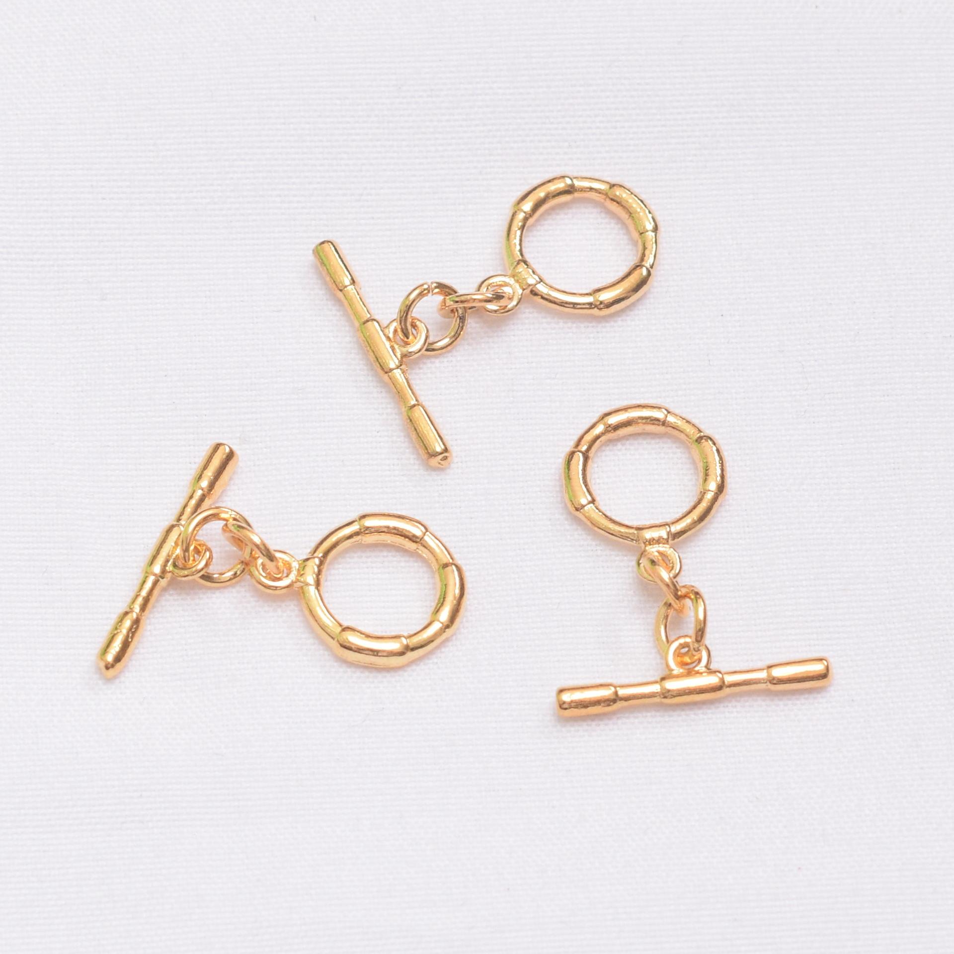 

10pcs Non-Fading 24K Vacuum Gold Ot Buckle Bamboo Buckle Head Diy Handmade Bracelet Necklace Connection Ending Buckle Jewelry Buckle