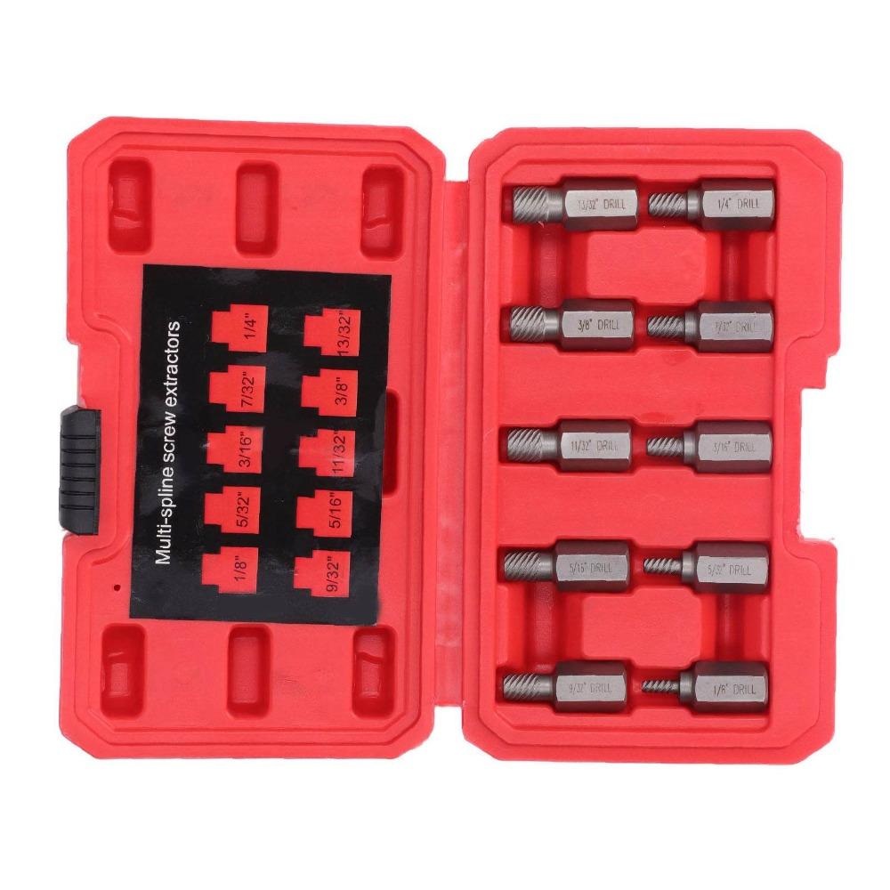 10pcs Hex Head Broken Screw Removal Tool Left Spiral Design Bolt Extraction Tool  For Broken Bolts