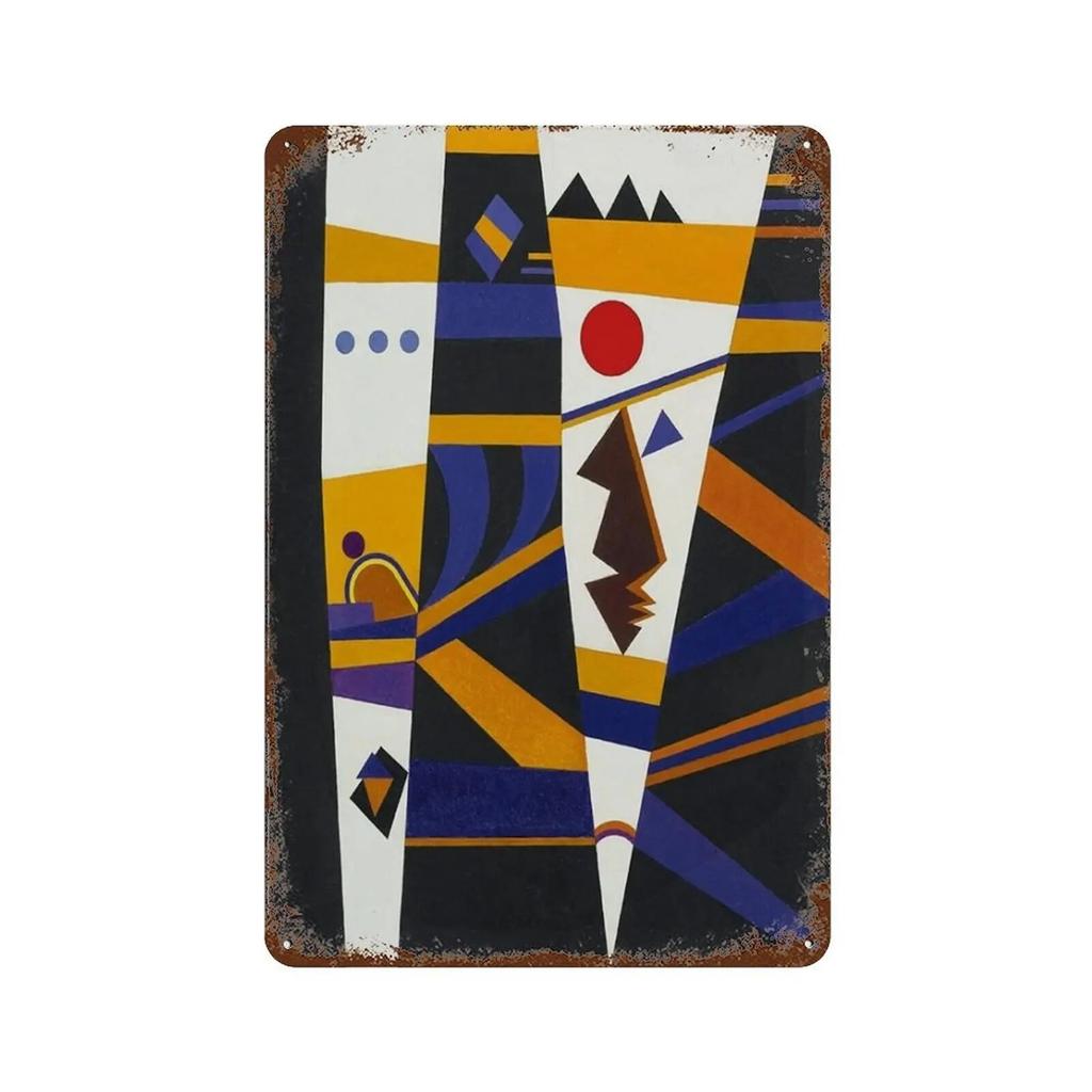 Wassily Metal Signs Kandinsky Geometric Wall Art Posters Decor Modern Abstract Style Tin Signs Picture for Bar Living Room