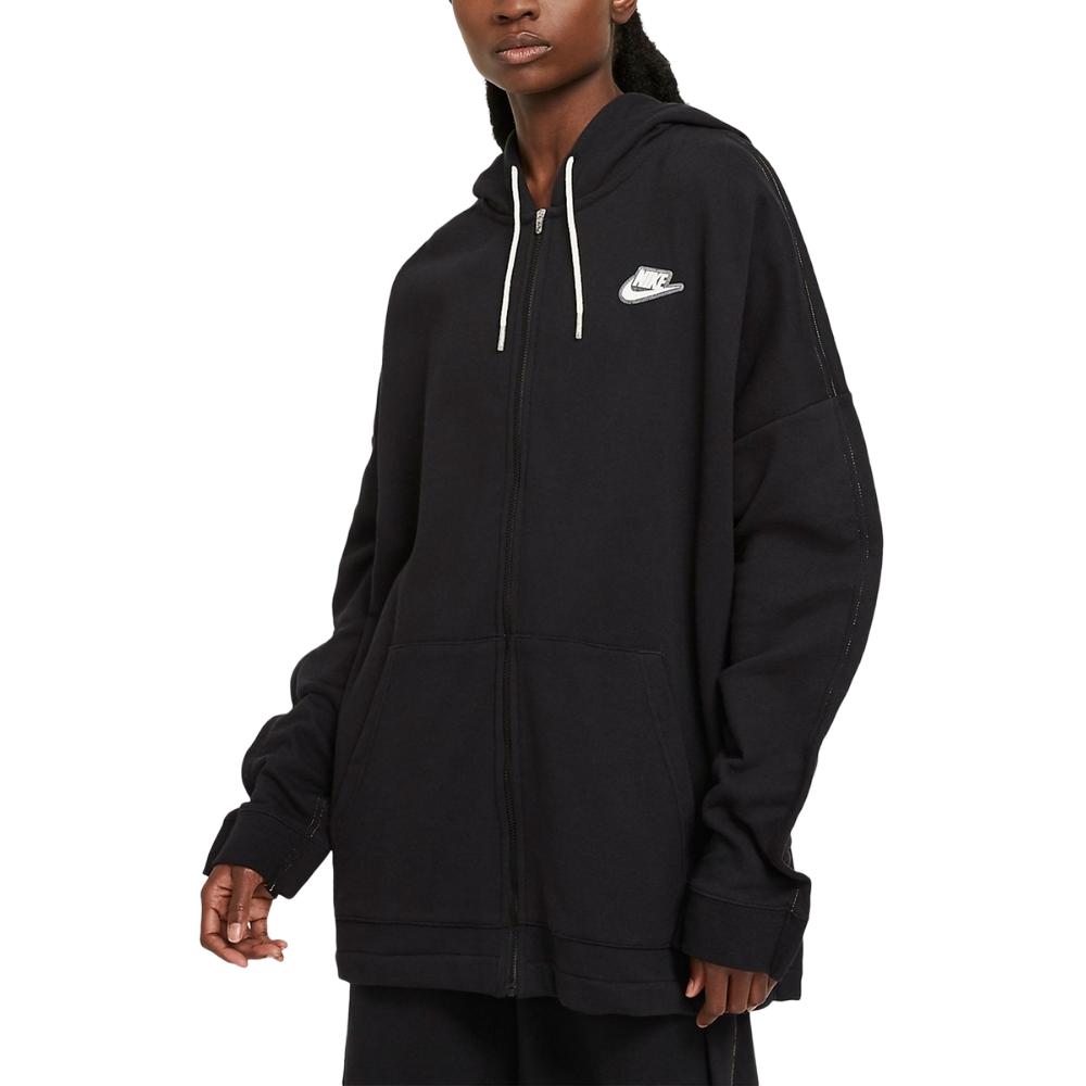 Nike Dámská ležérní bunda s kapucí na zip s dlouhým rukávem Černá CZ8360-010