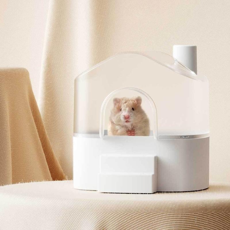 Clearly View 360Degree Hamster Sand Bath House SplashProof Base For Exploration Sleep Hideouts Easy Cleaning Maintenance