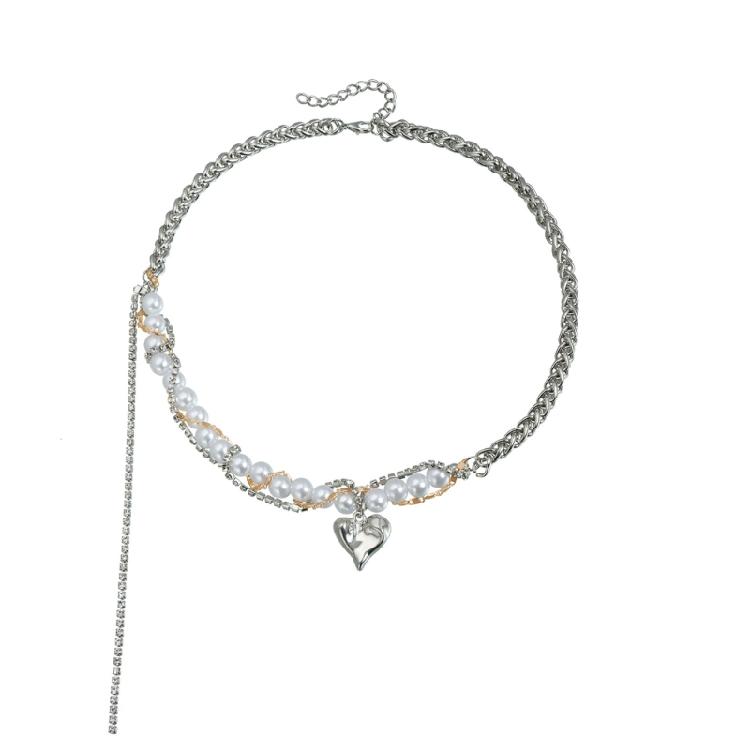 Unique Heart And Faux Pearls Beaded Necklace Adjustable Clavicle Chain For Party Wear Women s Fashion Accessory 1