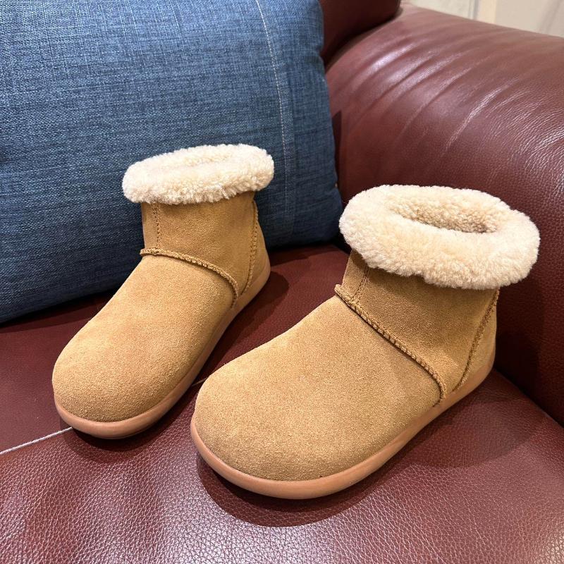 Fashion Big Potato's new leather fur minimalist style high top with added fur, big potato snow boots with plush, fashionable and casual
