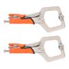 2Pcs Locking C Clamp Pliers Set Heavy Duty Woodworking Face Clamp with Rotating Pads for Welding   Hole Joinery