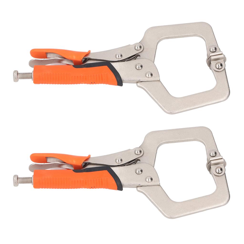 2Pcs Locking C Clamp Pliers Set Heavy Duty Woodworking Face Clamp with Rotating Pads for Welding   Hole Joinery