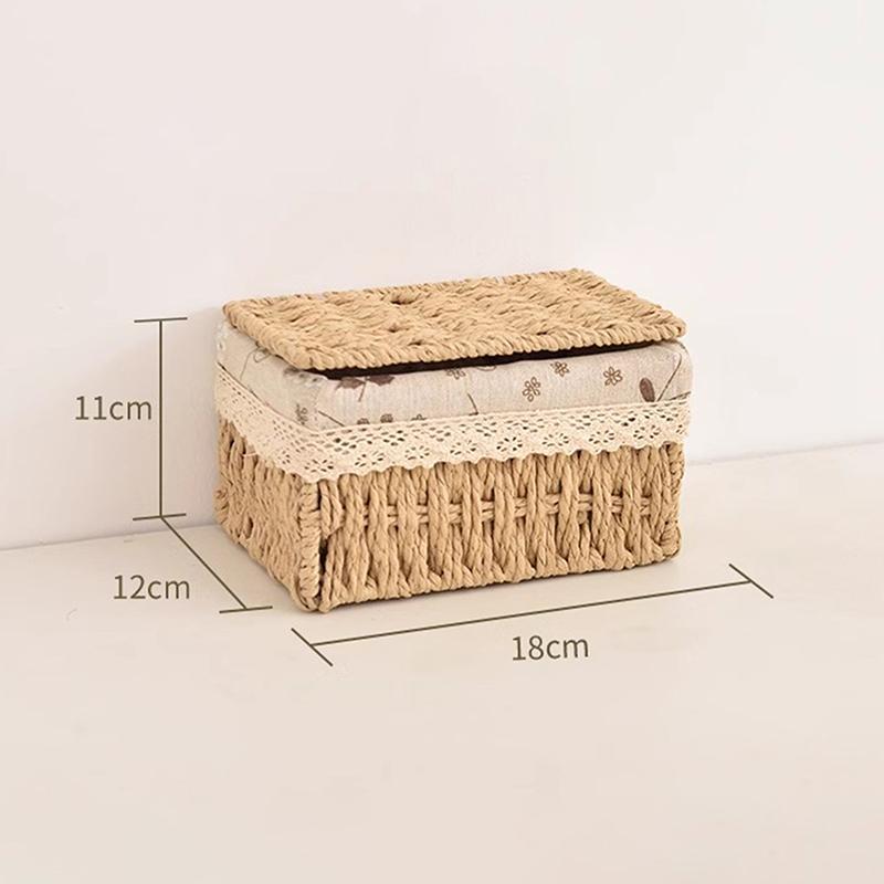 Household Rattan Woven Storage Box For Toys Snacks And Miscellaneous Items Desktop Cosmetic Storage Box A