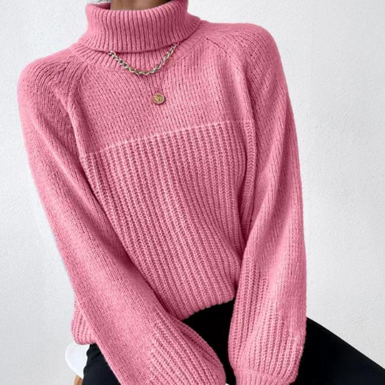 2026 Autumn/Winter Women's European American Simple Lapel Raglan Sleeve Pullover Knit Sweater