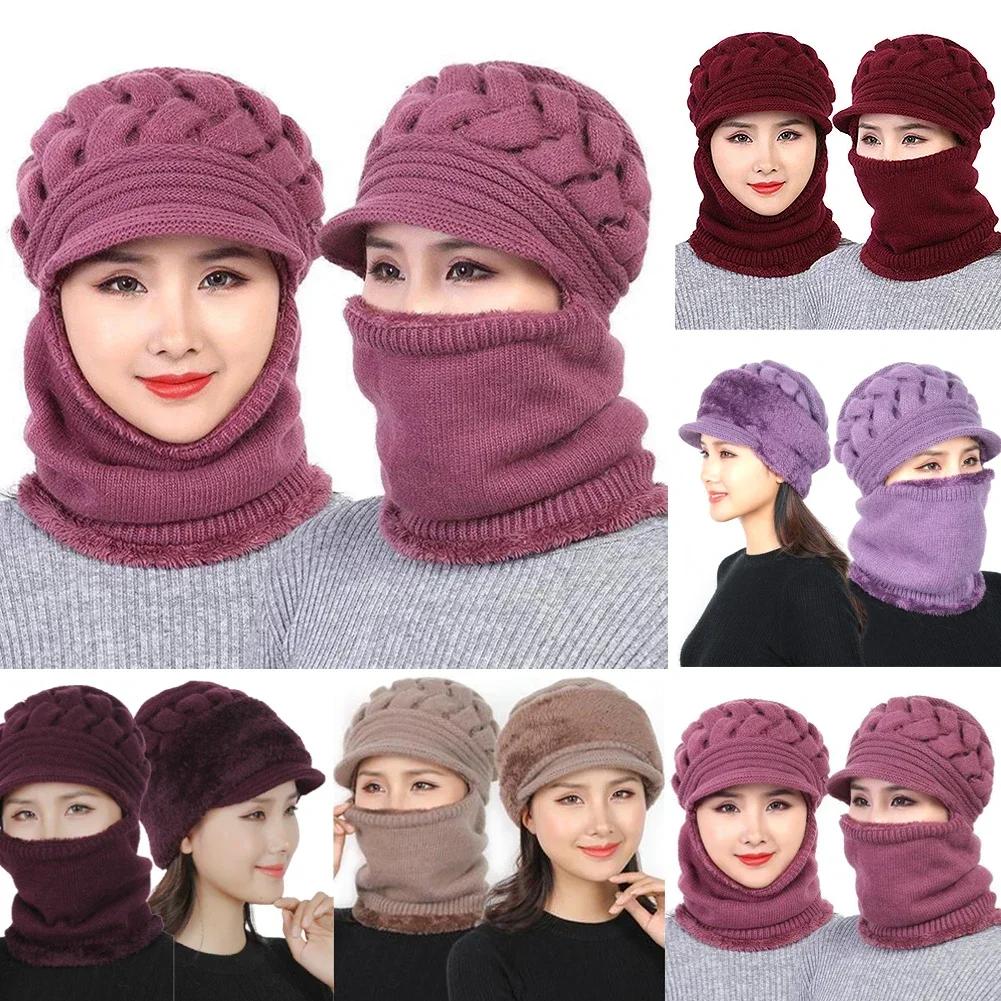 Chapéu de Inverno Gorros de Peça Única Chapéus Gorros de Inverno Para Homens Mulheres Cachecol de Lã Toucas Máscara Balaclava Gorras Touca Chapéu de Tricô