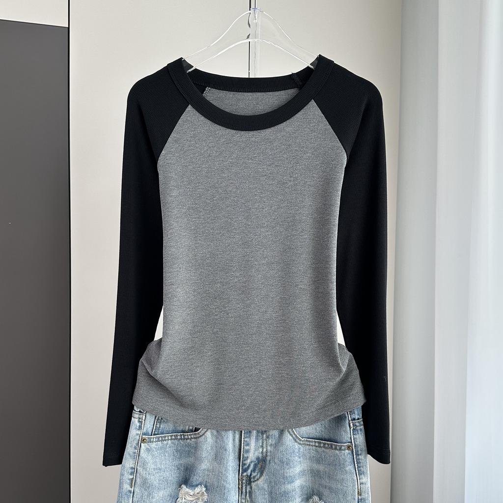 Women Modal Ribbed Long Sleeve T Shirt Slim Inner Top Spring Autumn Winter Versatile Wear