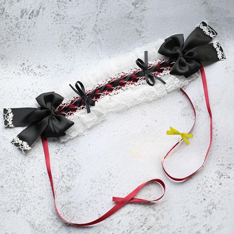 Sladká vlasová obruč Dívky Roztomilá volánková Cosplay čelenka Vlasová gumička Vlasové doplňky Krajka Mašle Stuha Ozdoba hlavy Lolita DIY Pokrývka hlavy