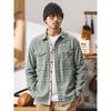 American vintage Heavy Pure Cotton Stiff Cargo Long sleeve Plaid Shirts Outerwear Men's Autumn and Winter Foreign Trade Men's Shirt