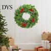 Indoor Outdoor Seasonal Ornament Christmas Garland Wall Sticker, Pine And Cypress Branch Decal with Red Berries & Peel Stick Cones, Xmas Wreath