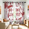 2Pcs Perforated Blackout Curtain Light Block Privacy Drape Living Bedroom Halloween Bloody No One Leaves Text Horror Window D