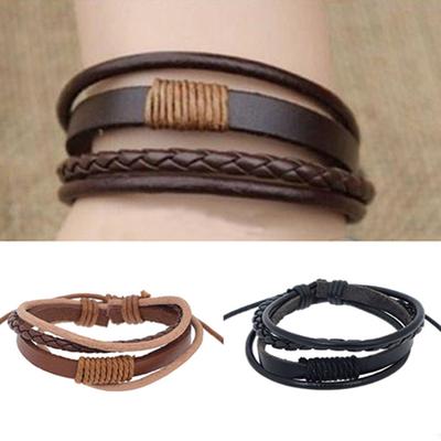 Bracelet 4-layers Braided Jewelry Accessories Handmade Faux Leather Bangle for Unisex
