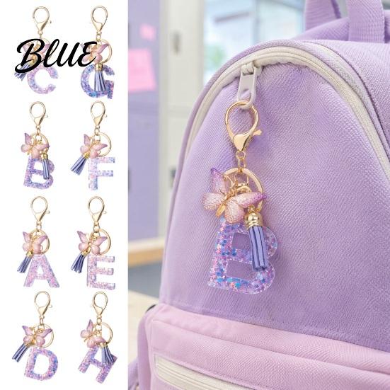 Comfortable To Carry Keychain Purple Series Pendant Sequins Star Initial Letter Charm Key