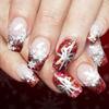 Festive French Styles False Nail With Sparkling Snowflakes 24Pc ABS Fake Nail Easy Application for Festive Party