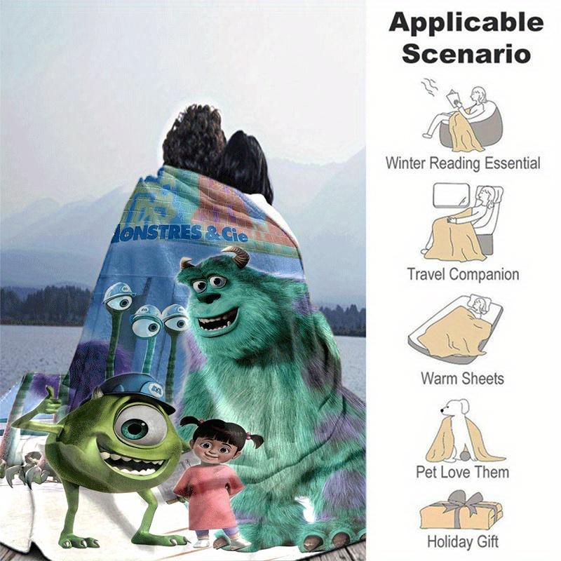 1 Stück Monsters University Druckdecke - Weiche Ganzjahres-Kuscheldecke für Büro, | Personalisiertes Geschenk mit entzückendem Cartoon-Design