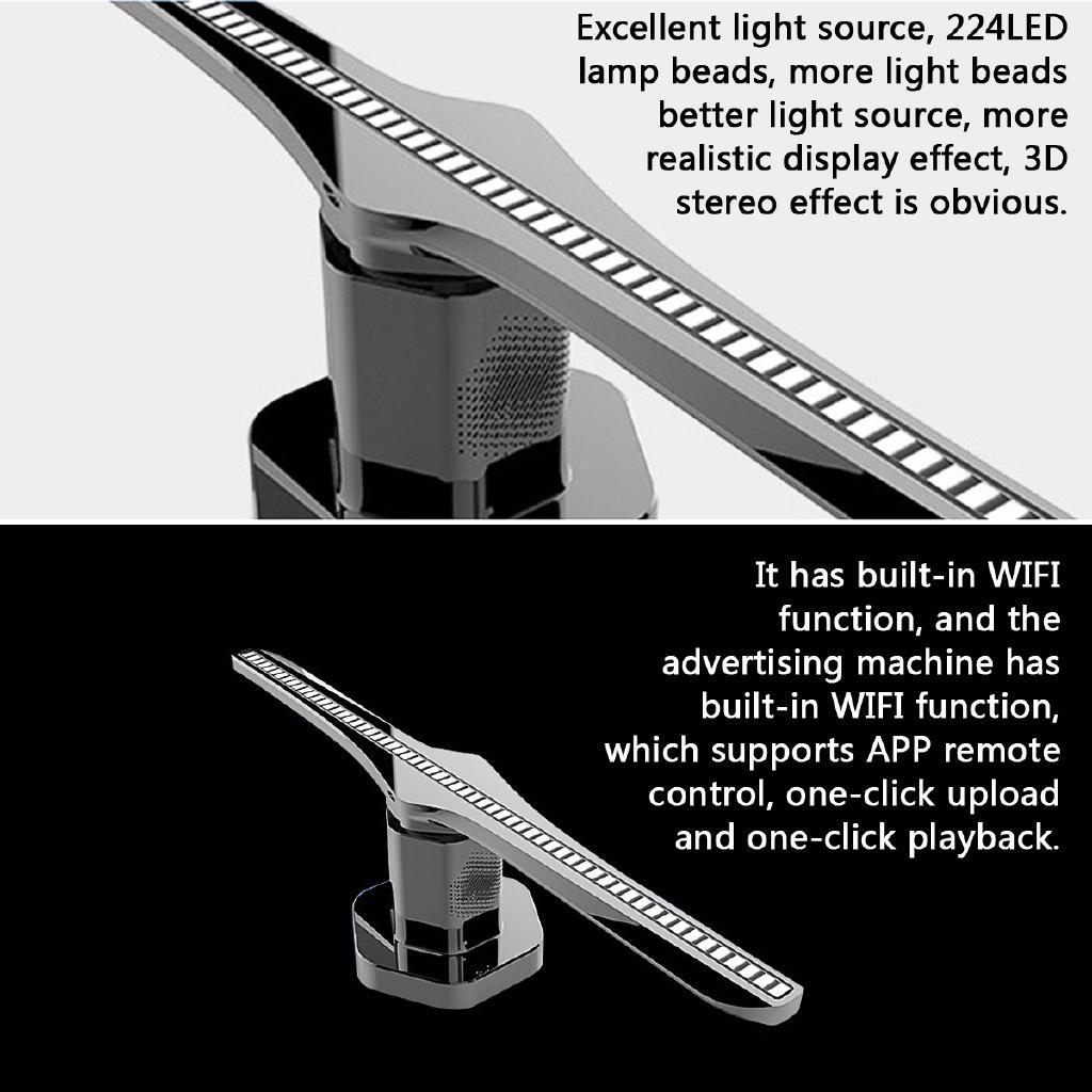 New 224 Lamp Beads LED Rotating Display WiFi Holographic Projector 3D Holographic Advertising Machine 10-15W
