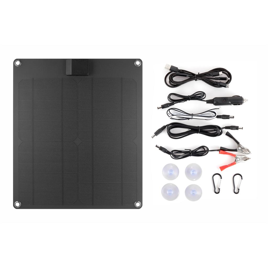 15W*4 5V12V Solar Panel Car Battery Charger with USB DC Chain Output Ports Portable Waterproof